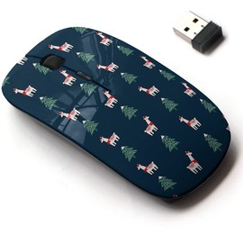 2.4G Wireless Mouse with Cute Pattern Design for All Laptops and Desktops with Nano Receiver - Christmas Tree Cute lama Xmas