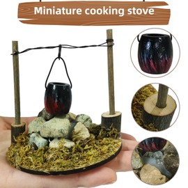 Johiux LED Camp Fire Gnome Accessories Christmas, Miniature City Flame Mini Campfire Gnome Accessories Miniature Gnome Accessories, Gnome Fire Pit Miniature Christmas Campfire Nativity Accessories