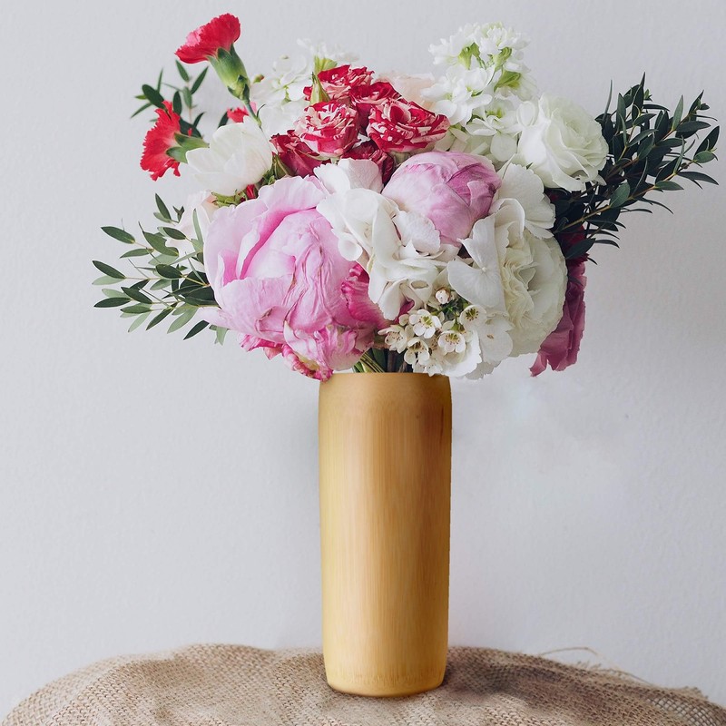 Natural Bamboo Carbonized Brown Flower Vase 9.8" (1)