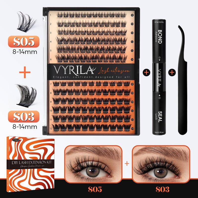 Lash Clusters Kit-VYRILA 0.07mm Wispy 8-14mix C Curl Eyelash Clusters