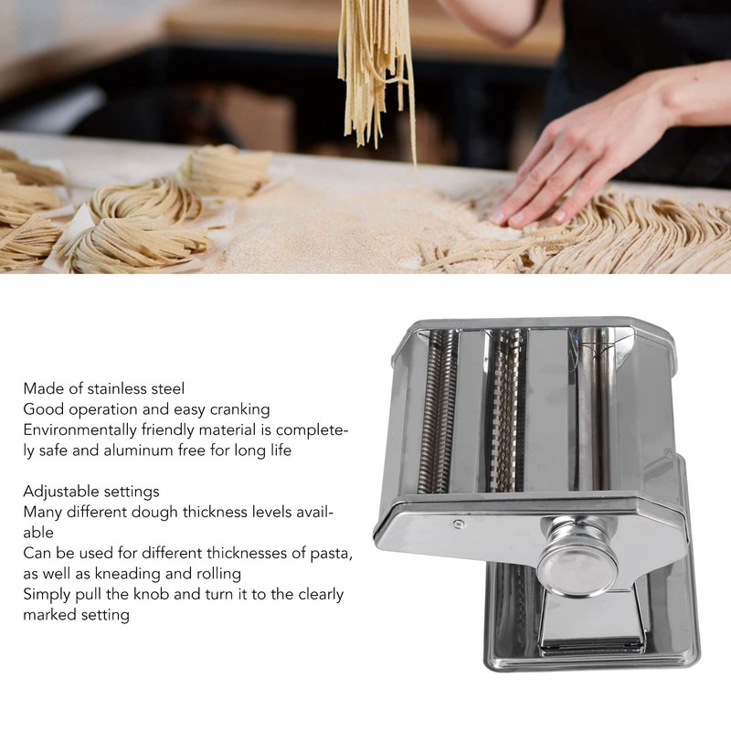 Topyond Stainless Steel Pasta Machine with 2 Blades, Manual Hand