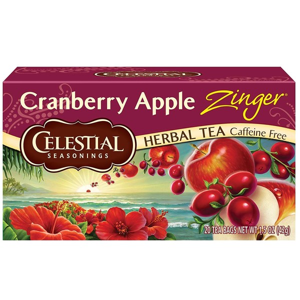 Celestial Seasonings Herbal Tea, Cranberry Apple Zinger, 20 Count (Pack of 6)