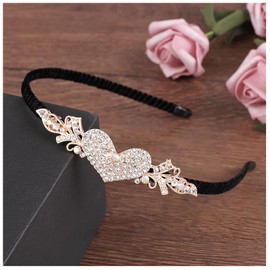 Crystal Heart Star Hair Hoop 1920s Pearl Bow Knot Headband Vintage French Bridal Bow Band Headpiece Hair Styling Accessories for Women(Gold B)