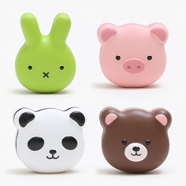 4 PCS Cute Animal Macaron Resin Refrigerator Magnets, Rabbit Pig Panda Bear Face Fridge Magnets, Cute Animal Face Home Office Kitchen Whiteboard Map Decoration Magnetic Stickers