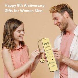 Bronze 8 Year Anniversary GIFS for Women Men, 8 Year Bronze Anniversary Bookmark Gifts for Him Her, Wedding Anniversary Honeymoon Gifts for Wife, Boyfriend Birthday Gifts, Valentines Day Gifts for Her