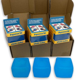 Squishy Sensory Squeeze Toy - Stress Fidget Cube for Kids and Adults, Relief from Anxiety While improving Focus and Concentration (Blue 3 Pack)