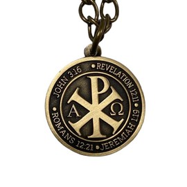 Generic Chi Rho Christian Necklace, IXCI NIKA, Christ Conquers Verses, Ancient Bronze
