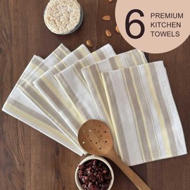 Elegant & Premium Kitchen Towels | Set of 6 Lavishly Large Towels (20.5”x30.5”) | Made from 100% Cotton & Eco Friendly | Handy Hanging Loop for Drying, Storage | Comes in Attractive Giftable Packaging