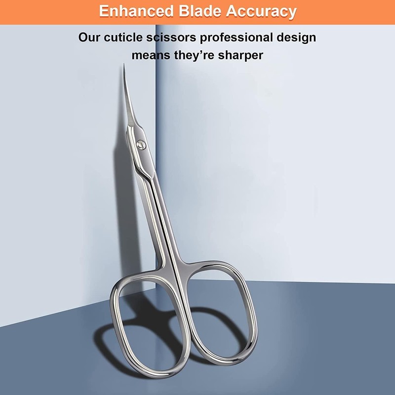 Stainless Steel Nail Scissors, Cuticle Scissors with Curved Tip, Multipurpose