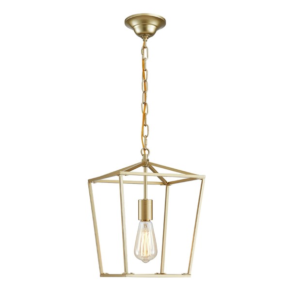 ANJIADENGSHI Lantern Pendant Light Lantern Iron Cage 1 E26 Bulbs Lantern Chandelier for Dining Room Kitchen, Gold Plating(Bulbs Not Included)