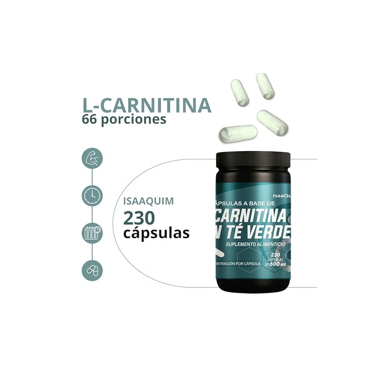 L-Carnitina con Té Verde en Cápsulas 230 Cápsulas de 600