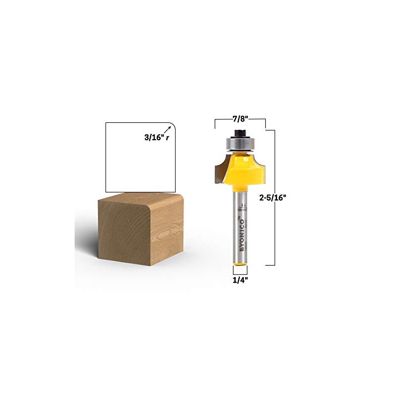 Yonico 13962q 3/16-Inch Radius Round Over Edge Forming Router Bit
