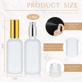 Tessco for you 20 Pieces Glass Spray Bottles Empty Perfume Atomizer Refillable Mister Reusable Small Clear Fine Mist Pump for Travel Body(Silver, Gold,3.4 oz)