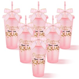 6 Set Sleepover Squad Party Cups 24 oz Slumber Plastic Tumbler for girls