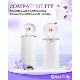 KeeTidy Diaper Pail Deodorizer Odor Absorber Compatible with Munchkin Arm & Hammer Puck Baking Soda Cartridge, Lavender Scented Diaper Pail Odor Eliminator, 12 Pack