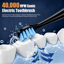 Yorelolo Electric Toothbrush for Adults – High-Frequency Wide-Amplitude Sonic Toothbrush for Whitening, 8 Brush Heads, Travel Electric Toothbrush with 90-Day Runtime, 5 Modes, IPX7 Waterproof