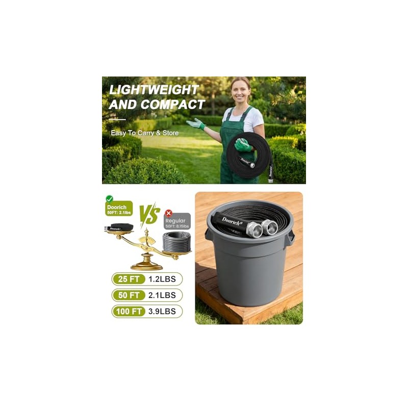 Flexible and Lightweight Garden Hose - 50 FT Durable TPU