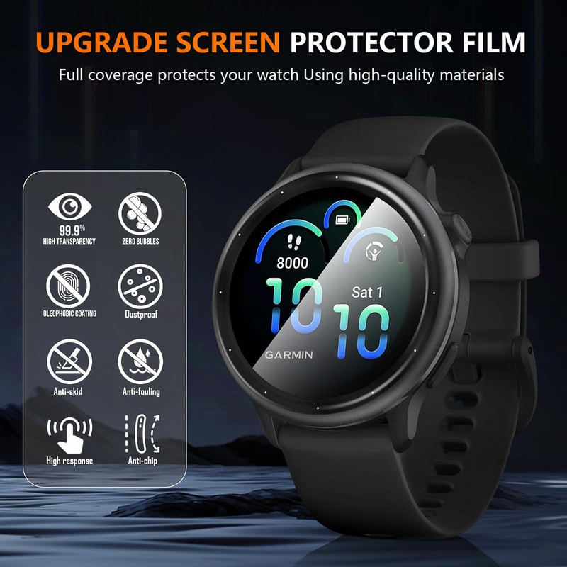 Suoman 2+2 Pack for Garmin VivoActive 6 Screen Protector, Charger