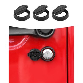 Summleaf Door Handles Magnetic Keyhole Cover Compatible with Jeep Wrangler JK JKU JL JLU TJ & Gladiator JT,Door Keyhole Cover Exterior Accessories 3PCS Black