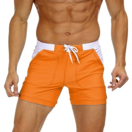 MAGNIVIT Mens Swimming Shorts Bikini Swimsuits Summer Swimwear Swim Sport Briefs Sports Surfing Trunks Orange 38