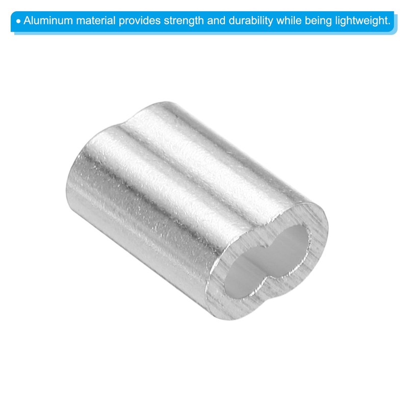 sourcing map 1/8" 3mm Aluminum Crimping Loop Sleeve Double Ferrule
