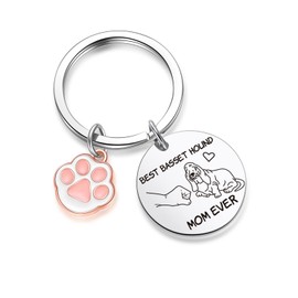 ZNOSVEI Basset Hound Mom Keychain Dog Lover Jewelry Dog Trainer Gift Dog Gift Dog Mommy Gift Dog Hound Owner Jewelry Dog Birthday Party Supplies Gift Christma Jewelry Basset Hound Keychain