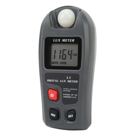 Digital Illuminance Meter, Measuring Up to 200,000 Lux, LCD Screen, Display, Brightness Measurement, Photography, Plant Growth, Eyesight, Light Management, Research Experiment, Factory Use, Black