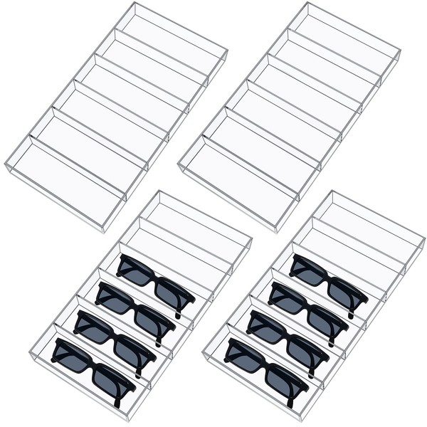 Marsui Acrylic Sunglass Organizer, 6 Slot Eye Glasses Storage Display