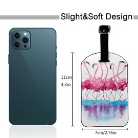 Zoczos Watercolor Flamingos Luggage Tag with Full Privacy Cover Pink Birds Brush Stroke Tropical Exotic Stain Travel Accessories Tags with Name ID Labels for Suitcases Women Men, 1 Pack