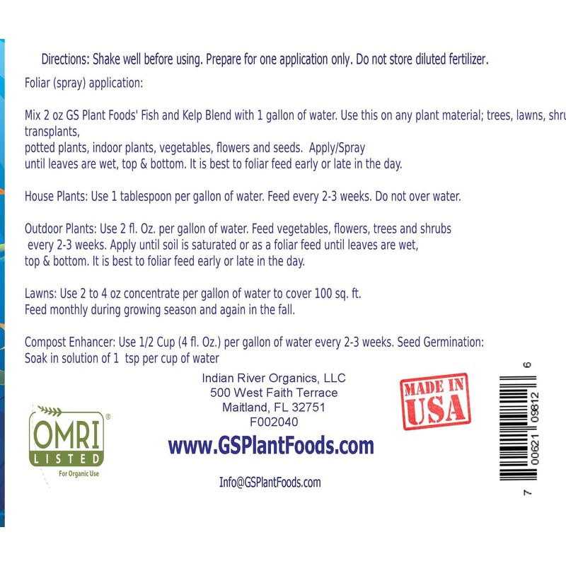 Organic Hydrolyzed Fish and Seaweed Blend 1 Gallon