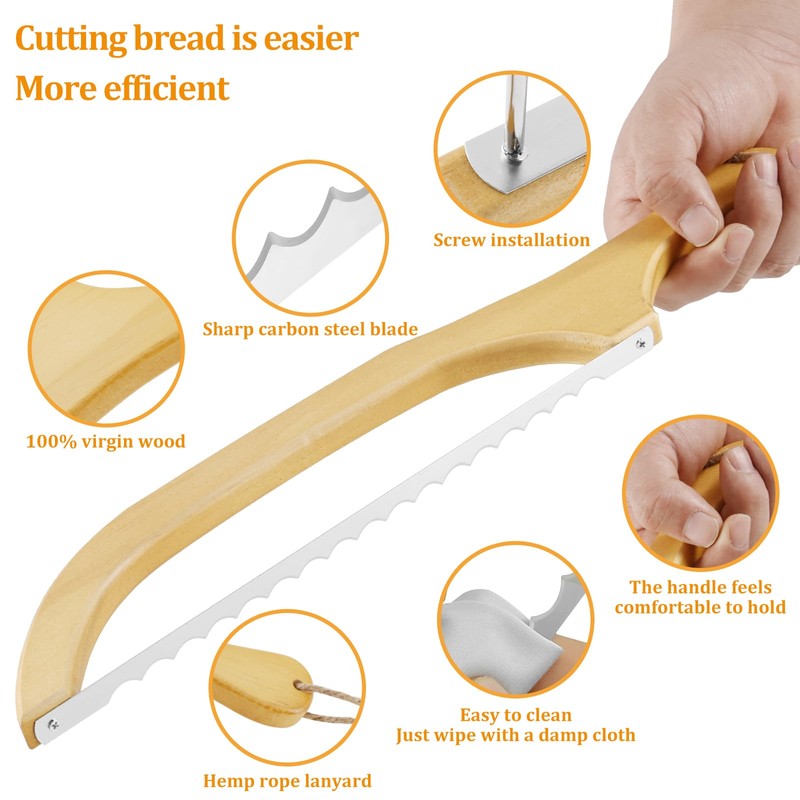 4 Pack Bread Slicer with 8 Replacement Serrated Blades for