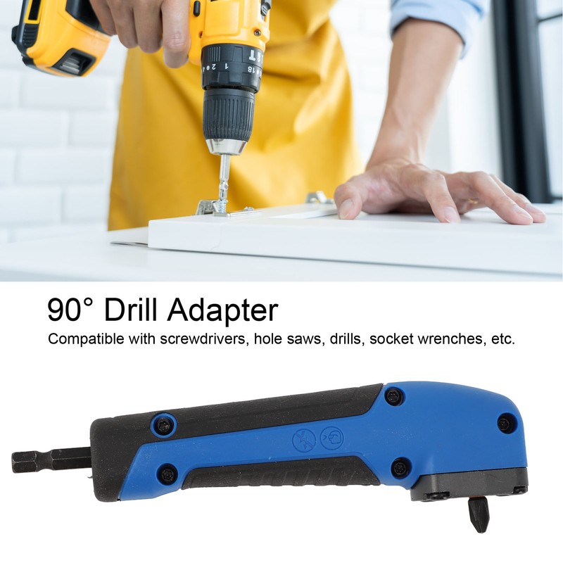5.9in Right Angle Drill Attachment ABS Alloy Steel Ergonomic Blue