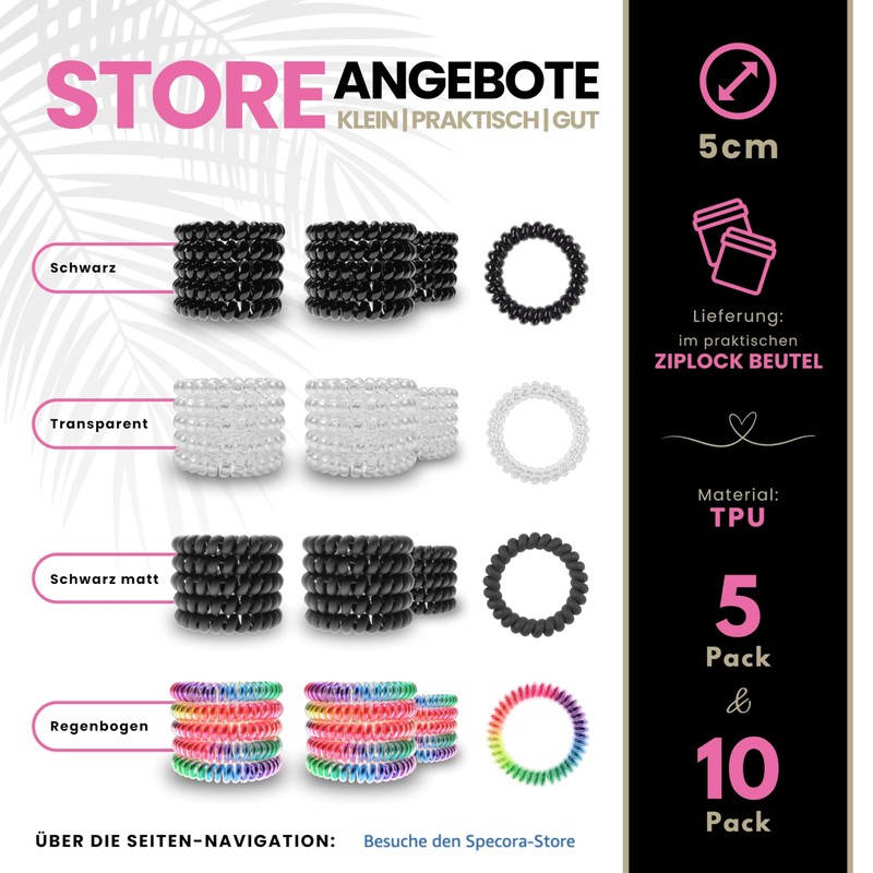 Specora - Spiral Hair Scrunchies Pack of 5 - 5
