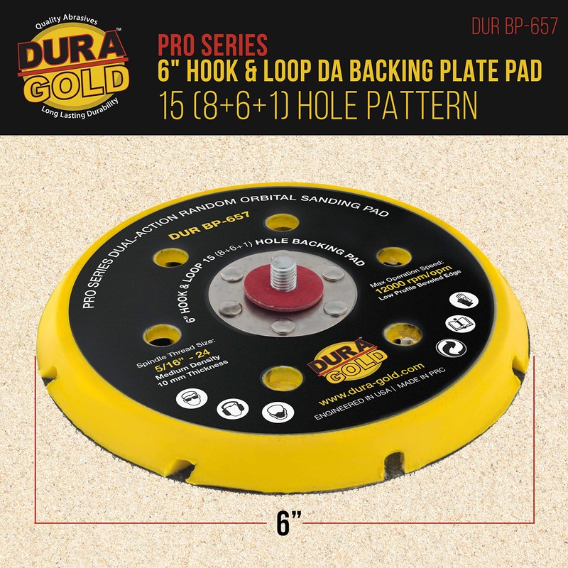Dura-Gold Pro Series 6" Hook & Loop DA Backing Plate