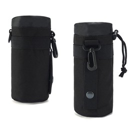 Camonti Bottle Holder, Mountain Climbing, Water Bottle Cover, 19.4 fl oz (550 ml), Plastic Bottle Holder, Water Bottle Cover, Compatible with Molle Molle, Outdoor, Water Bottle Pouch, Mountaineering, Holder, Case of 1 (Black)