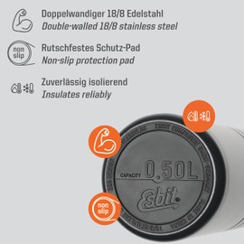 Esbit ESVF500TLS Majoris Vacuum Flask, Outdoor, Camping, Heat and Cold Retention, Silver, 16.9 fl oz (500 ml)