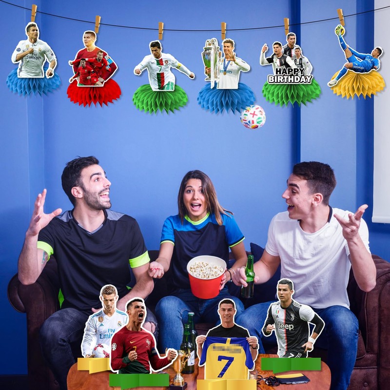 10 PCS Soccer Birthday Decorations Honeycomb Centerpieces, Football Star Party