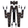 Hi-Tie Black and Gold Mens Stripe Suspender and Pre-Tied Bow