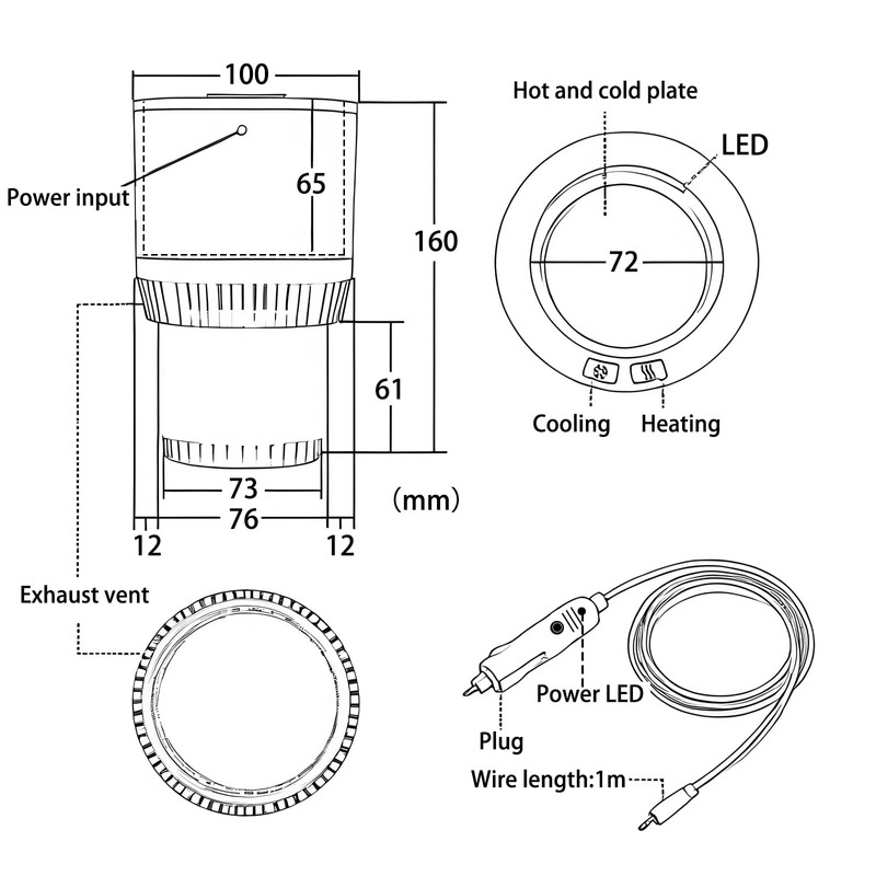 Auto Car Cup Holder Heating Cooling Drinks Smart Cooler Warmer