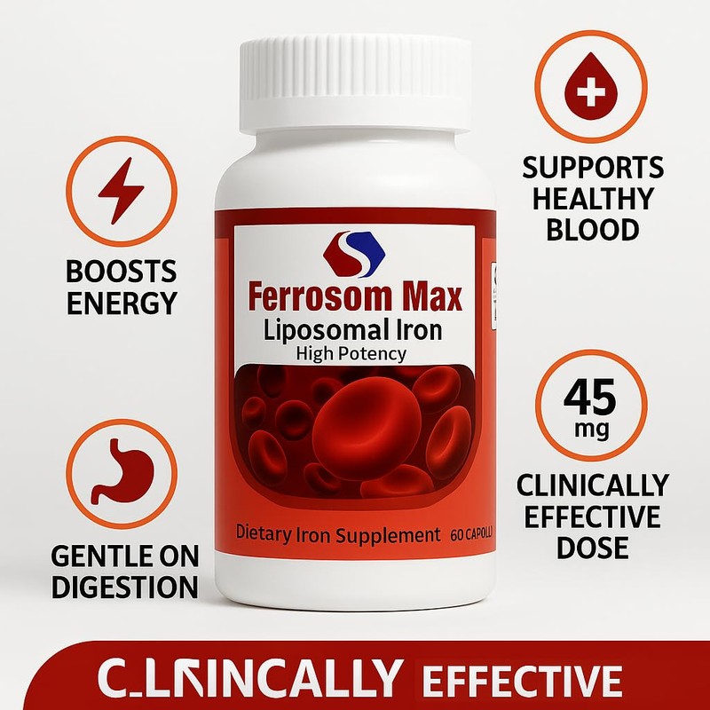 Ferrosom Max Liposomal Iron Supplement 60 Capsules (45mg Pure Elemental