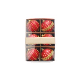 Festive Productions Set of 6 x 8cm Shatterproof Baubles – Red & Gold Designs - Luxury Baubles - Christmas Baubles - Christmas Tree Decorations, Hanging Christmas Decorations