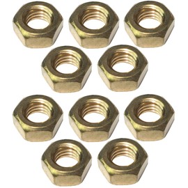 AERZETIX - C49405 - Set of 10 classic hexagon nuts bevelled 6 sides made of brass CuZn - thread M8 - internal thread - DIN934 - essential component of the mechanics