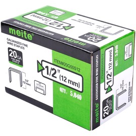 meite 20 Gauge 1/2-Inch (12.3mm) Crown 1/2-Inch Length Upholstery Staples for Staple Gun, Fine Wire Galvanized Staples for Carpet, Work Box, Cable, Shed (3 Boxes)