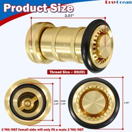 RosyOcean 1-1/2" NPSH Brass Fire Hose Spray Nozzle Fire Equipment Heavy Duty Industrial Jet Fog Nozzle