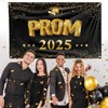 Prom Decorations 2025 Prom Banner with Balloons Black Gold Extra