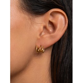 SINGULARU - Loose Slope Trio Aro - Silver 925 Silver with 18 kt or Rodio Gold Bathroom - Push Nut Closure - Loose Hang - Women's Jewellery - Multiple Surfaces, Yellow Gold, No Gemstone