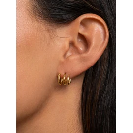 SINGULARU - Loose Slope Trio Aro - Silver 925 Silver with 18 kt or Rodio Gold Bathroom - Push Nut Closure - Loose Hang - Women's Jewellery - Multiple Surfaces, Yellow Gold, No Gemstone