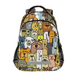 Cute Cartoon Doodle Dogs And Cats Backpacks Travel Laptop Daypack School Book Bag for Men Women Teens Kids