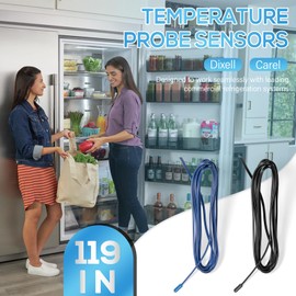 119" Temperature Probe Sensors (Black and Blue) Fit for Dixell, Carel, for Commercial Refrigerators and Freezers (2 PCS)