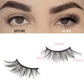 FARRED Half Lashes Natural Look Short Eyelashes Cat Eye Lash Fluffy Natural Lashes Wispy False Eyelash 14 Pairs Faux Mink Strip Eye Lashes Pack for Daily Makeup (F15 | 9-14mm)